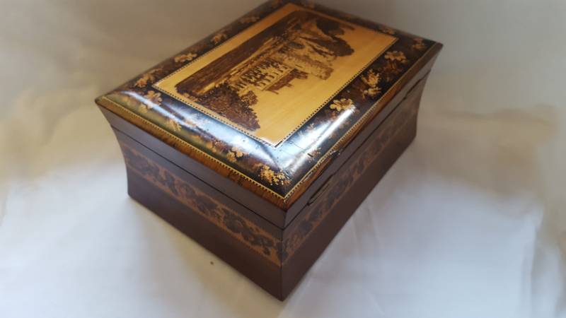 Topographical Tunbridge Ware Stationary Box