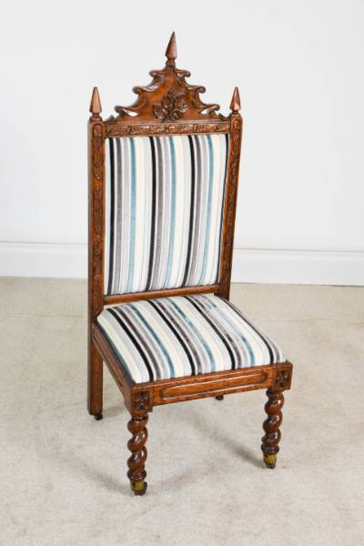 Profusely Carved Victorian Oak Side Chair 