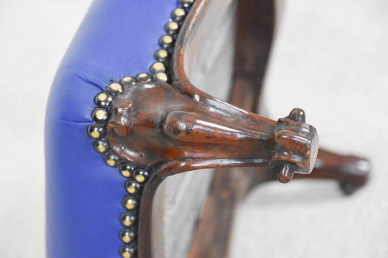 Victorian Walnut Stool in Leather