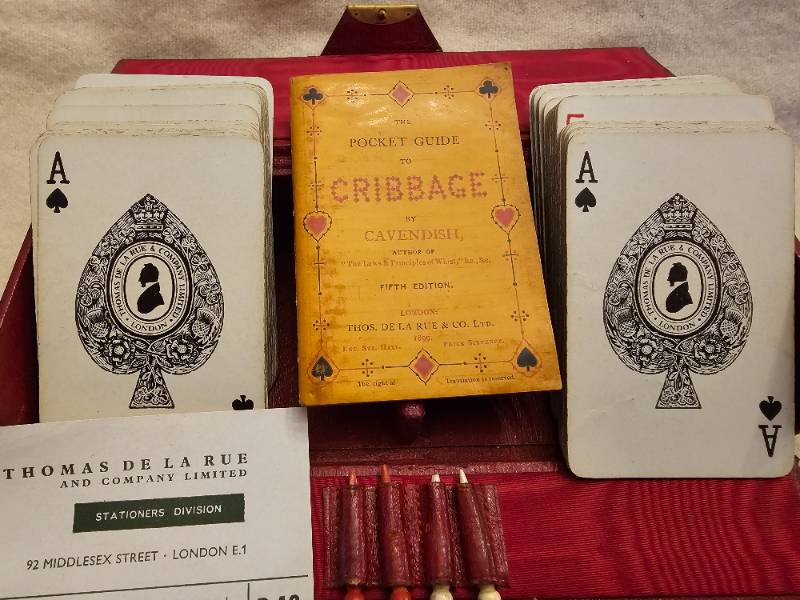 Thomas De La Rue Red Moroccan Cribbage Compendium