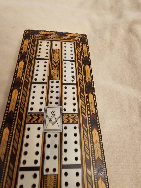 Masonic Georgian Tunbridgeware Cribbage Board Lighter Inlay