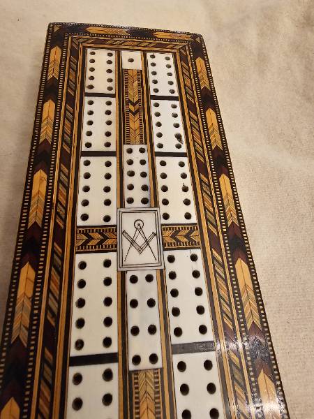 Masonic Georgian Tunbridgeware Cribbage Board Lighter Inlay
