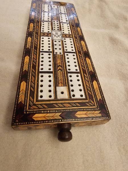 Masonic Georgian Tunbridgeware Cribbage Board Lighter Inlay