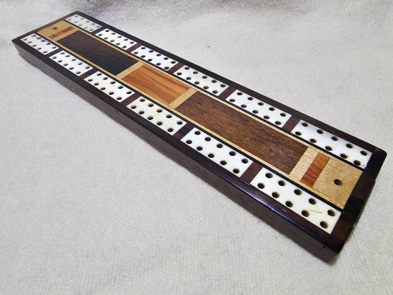 Vintage Small Veneered Cribbage Board